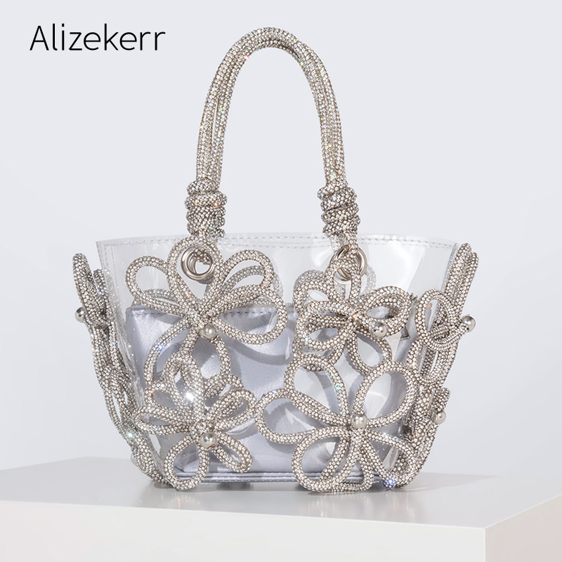 Women'S Bags Holiday - الماس زهرة شفافة حمل حقائب النساء