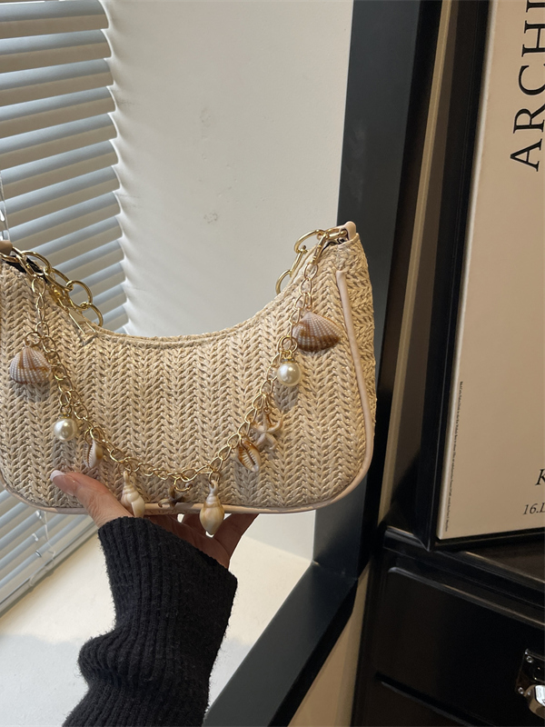 Women'S Young Bags - حقيبة كتف أنيقة مصنوعة من القش