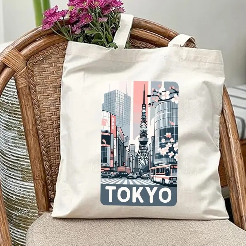 Women Bags Collection - حقيبة حمل قماشية بتصميم مناظر طبيعية