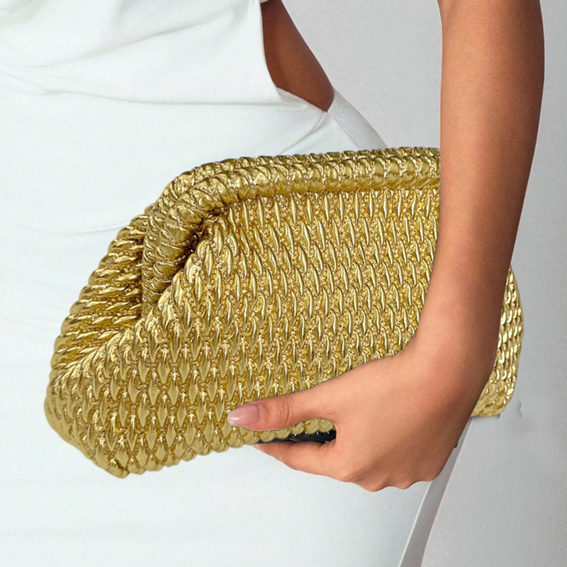 حقيبة يد نسائية فاخرة منسوجة ي - مراجعة Women Bags Gold وسعره