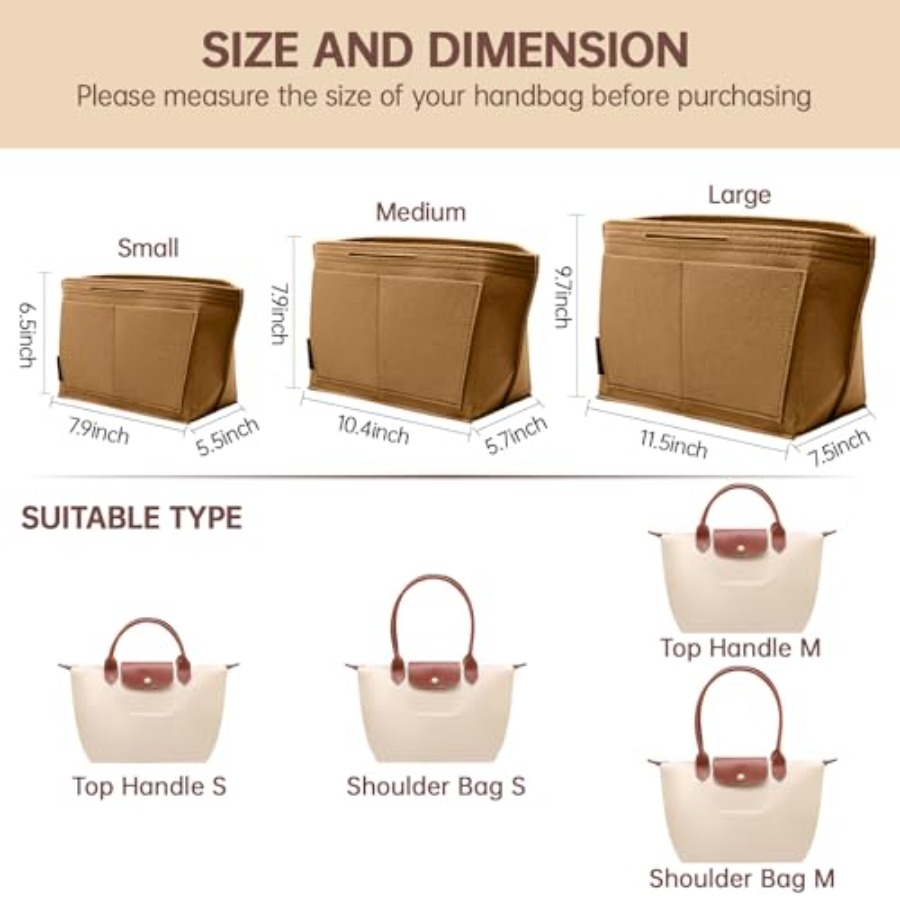 منظم حقيبة يد نسائية من اللباد - مراجعة Women'S Bags Longchamp وسعره